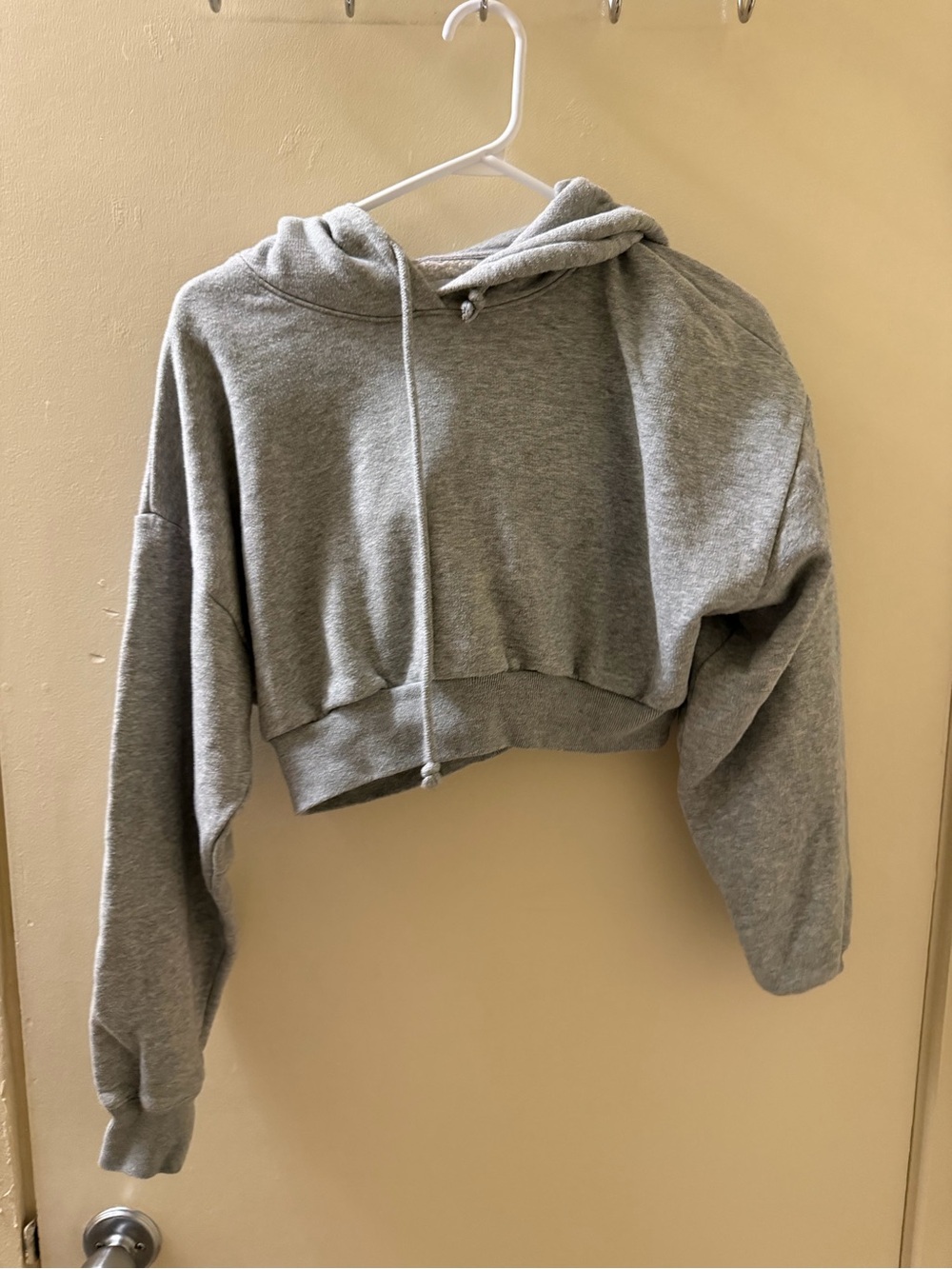 TNA Gray Cropped Hoodie with Drawstring